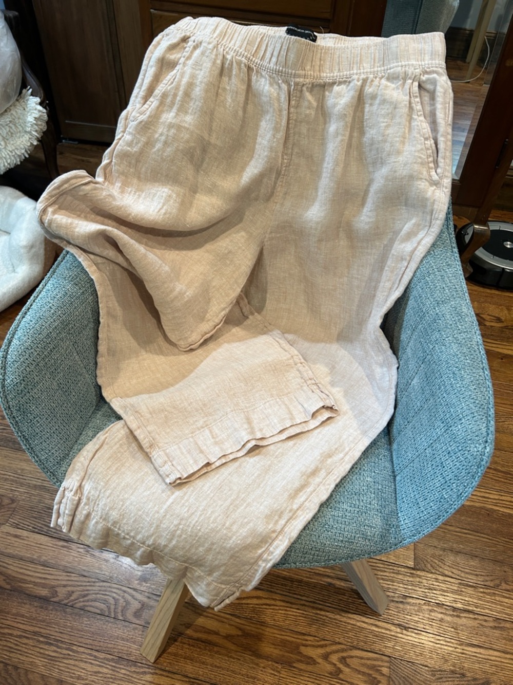 Tamari Light Beige Wide-Leg Linen Pants